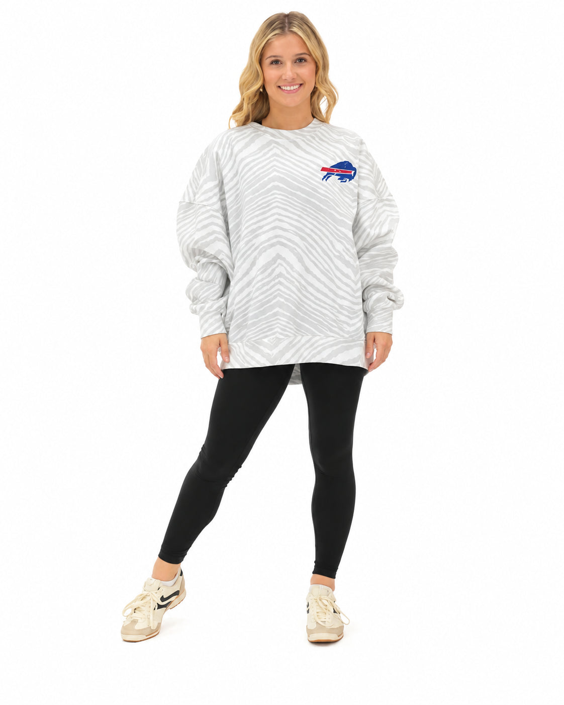 Andre Reed Buffalo Bills Legends Full Back Zebra Crewneck - female front