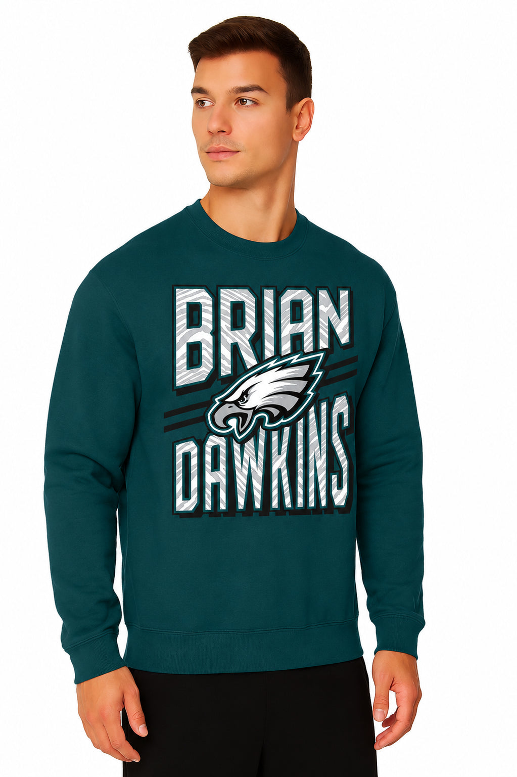Zubaz NFL Legends Brian Dawkins Philadelphia Eagles Men's Legends Rise Up Crewneck Sweatshirt