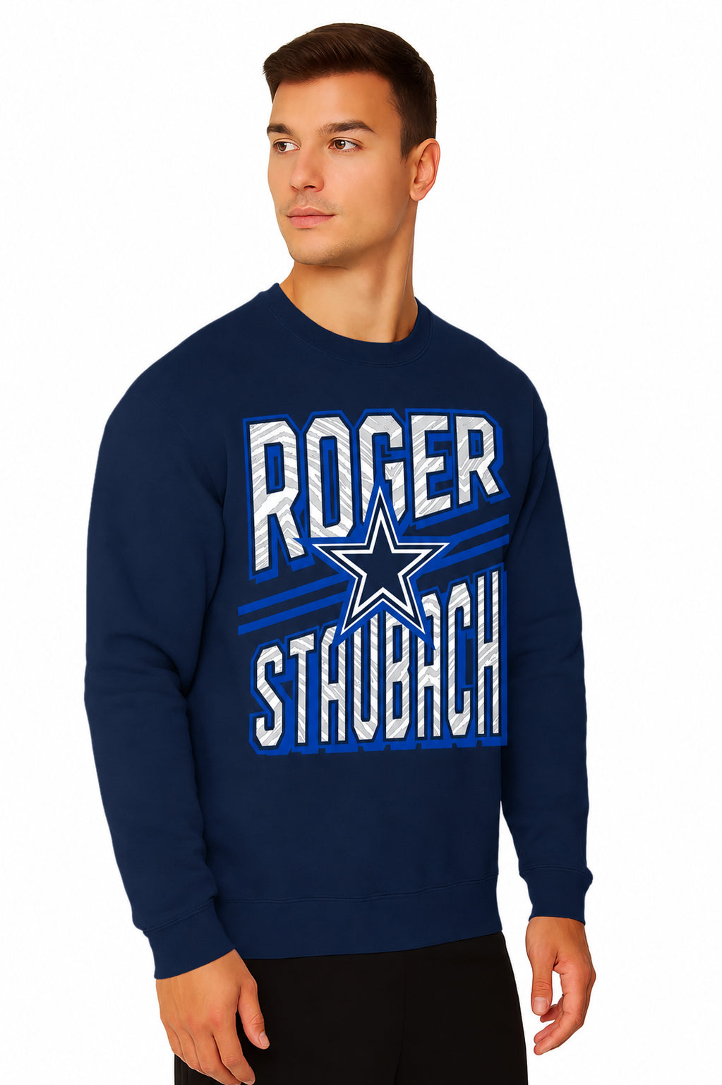 Zubaz NFL Legends Roger Staubach Dallas Cowboys Men's Legends Rise Up Crewneck Sweatshirt