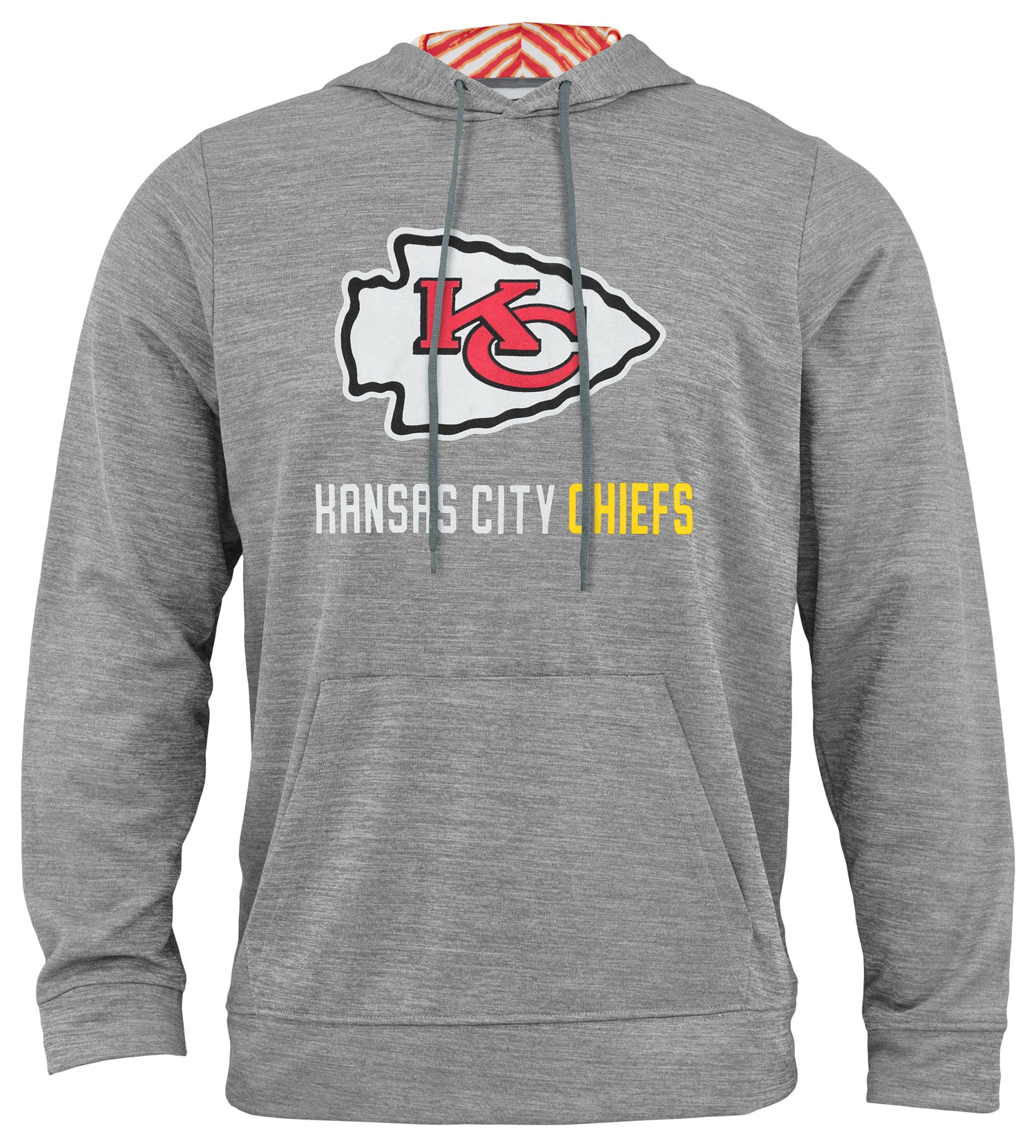 Zubaz NFL Men's Grey Team Name & Logo Zebra Hoodie Kansas City Chiefs - front