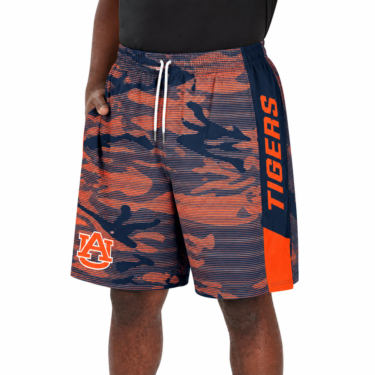 Zubaz NCAA Men's 9inch Primary Camo Line Shorts, Auburn Tigers