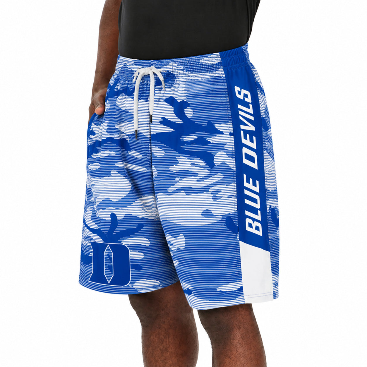 Zubaz NCAA Men's 9inch Primary Camo Line Shorts, Duke Blue Devils