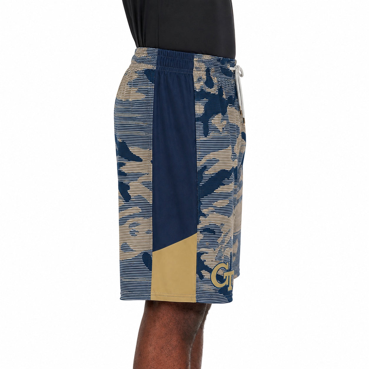 Zubaz NCAA Men's 9inch Primary Camo Line Shorts, Georgia Tech Yellow Jackets