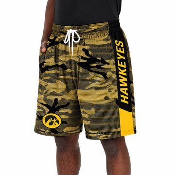 Zubaz NCAA Iowa Hawkeyes Men's 9-Inch Primary Camo Lines Shorts
