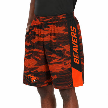 Zubaz NCAA Oregon State Beavers Men's 9-Inch Primary Camo Lines Shorts