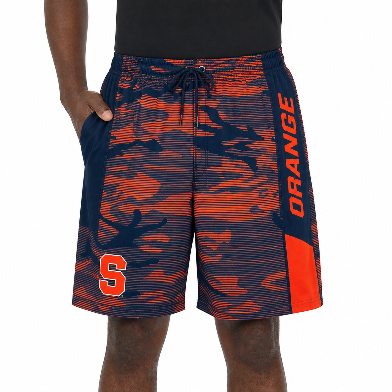Zubaz NCAA Men's 9inch Primary Camo Line Shorts, Syracuse Orange
