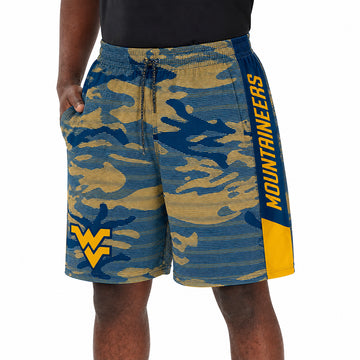 Zubaz NCAA West Virginia Mountaineers Men's 9-Inch Primary Camo Lines Shorts