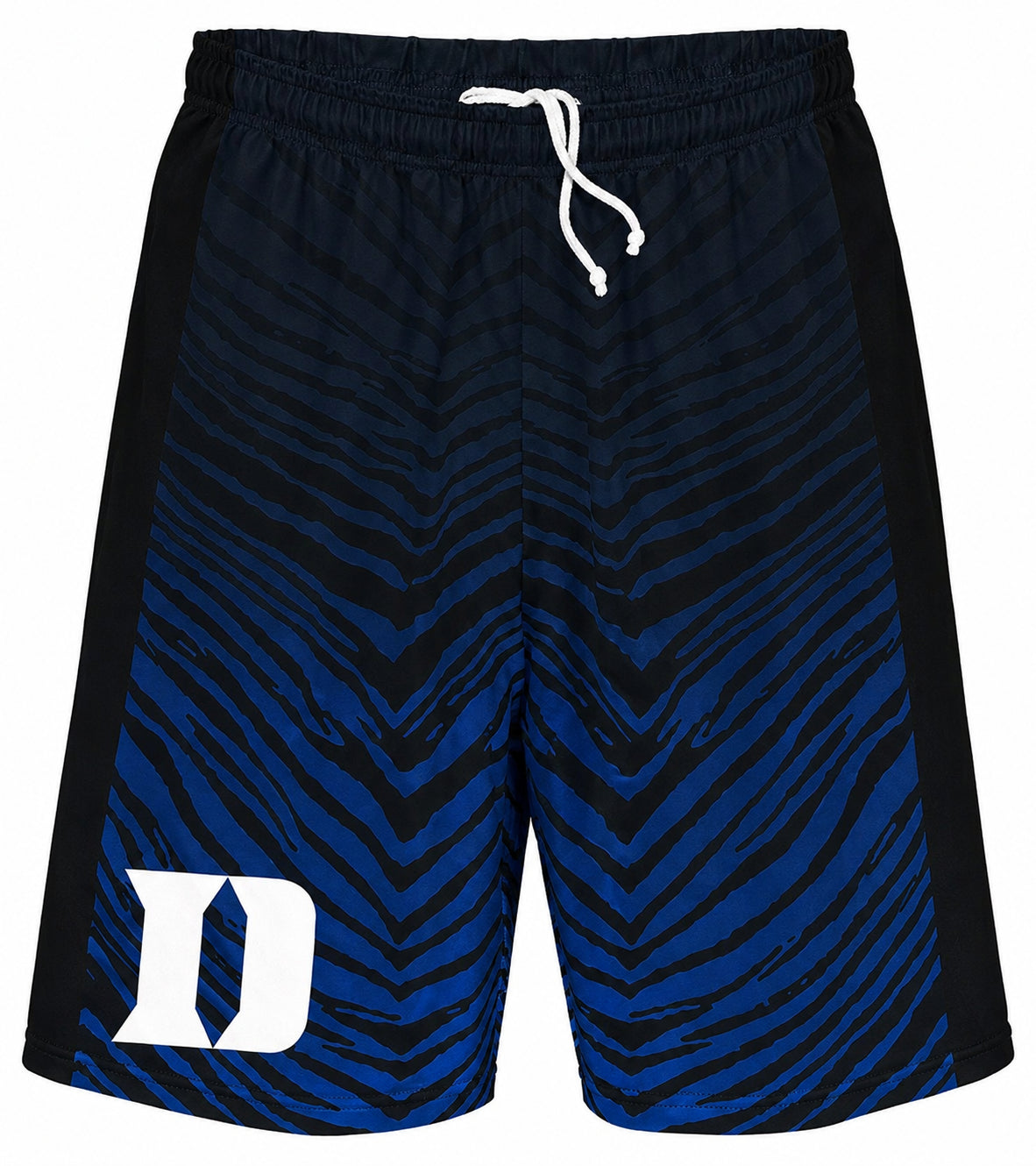 Zubaz NCAA Men's 7in Fade Primary Stacked Text Short, Duke Blue Devils