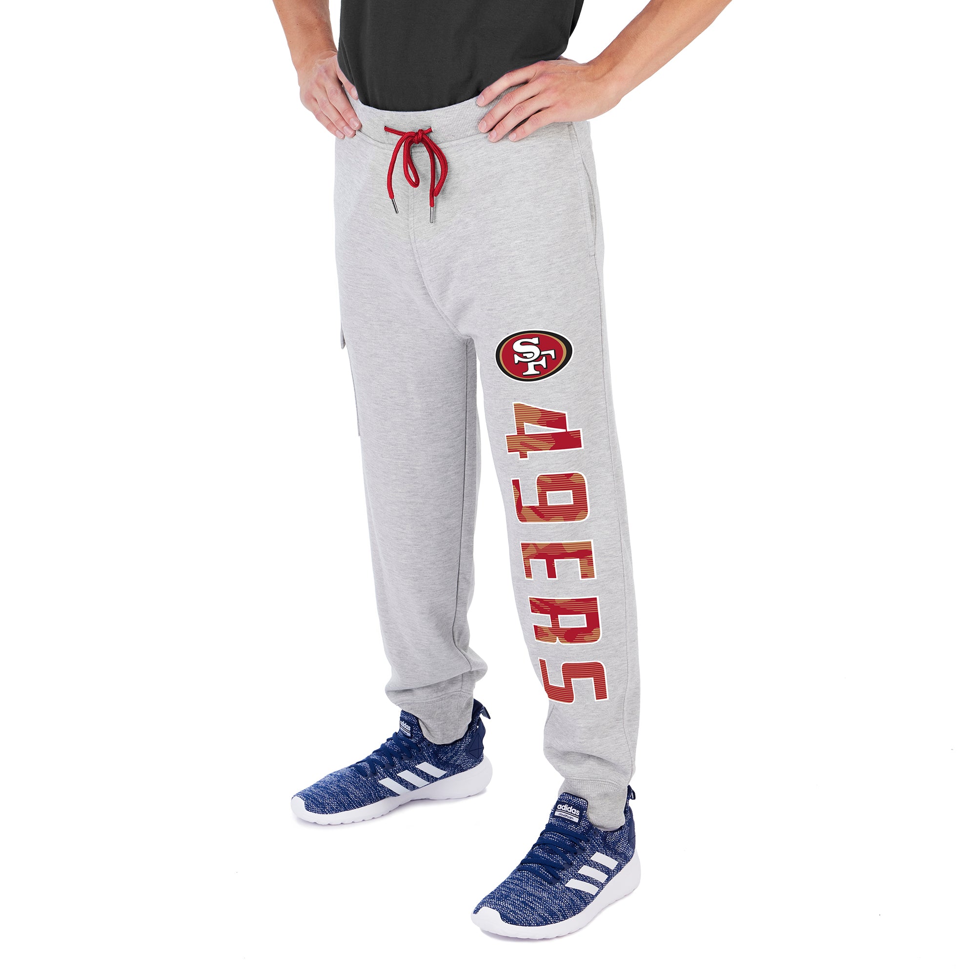 Zubaz Men's NFL San Francisco 49ers Heather Gray Cargo Sweatpants