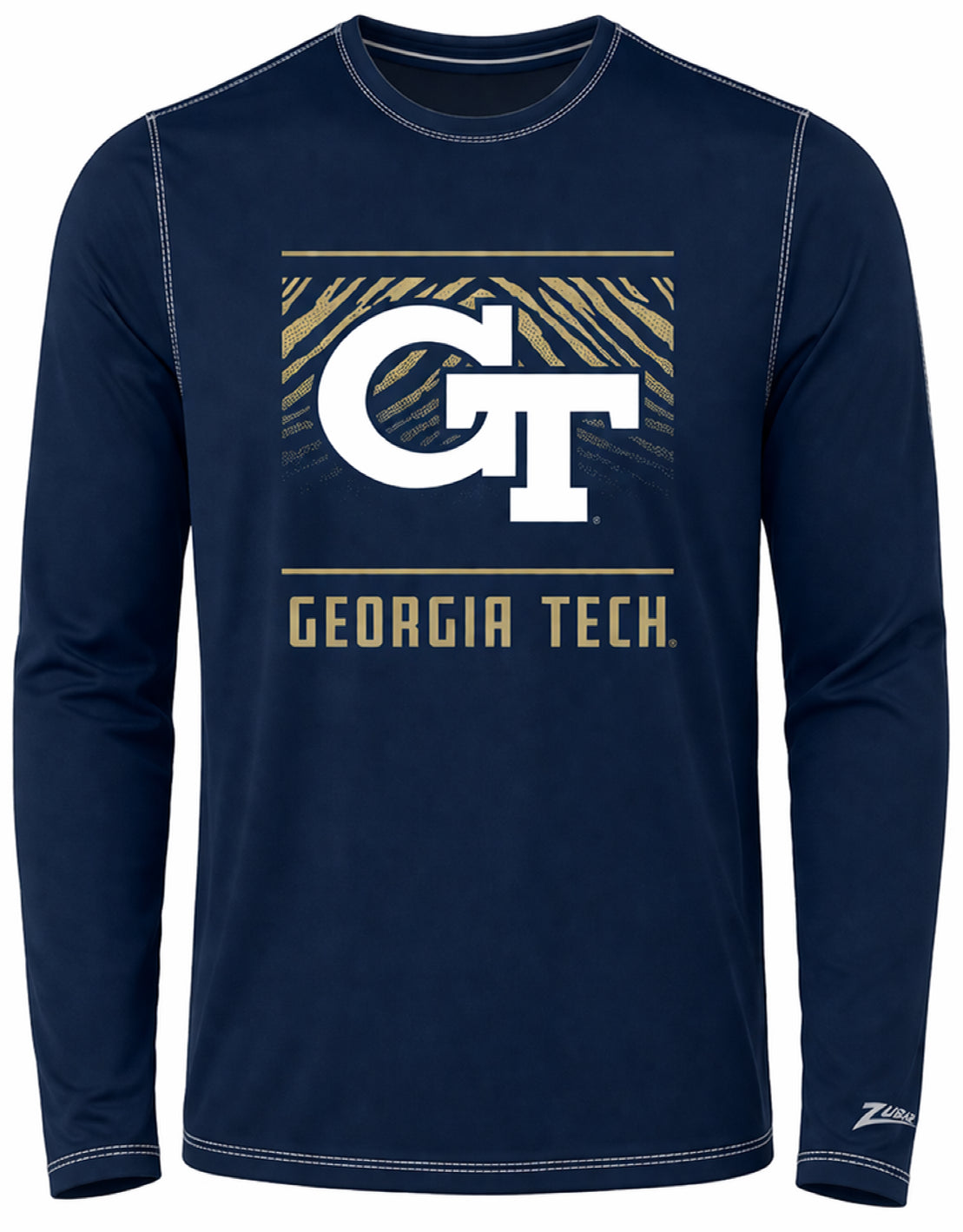 Zubaz NCAA Men's Team Color Tunnel Long Sleeve T-Shirt, Georgia Tech Yellow Jackets