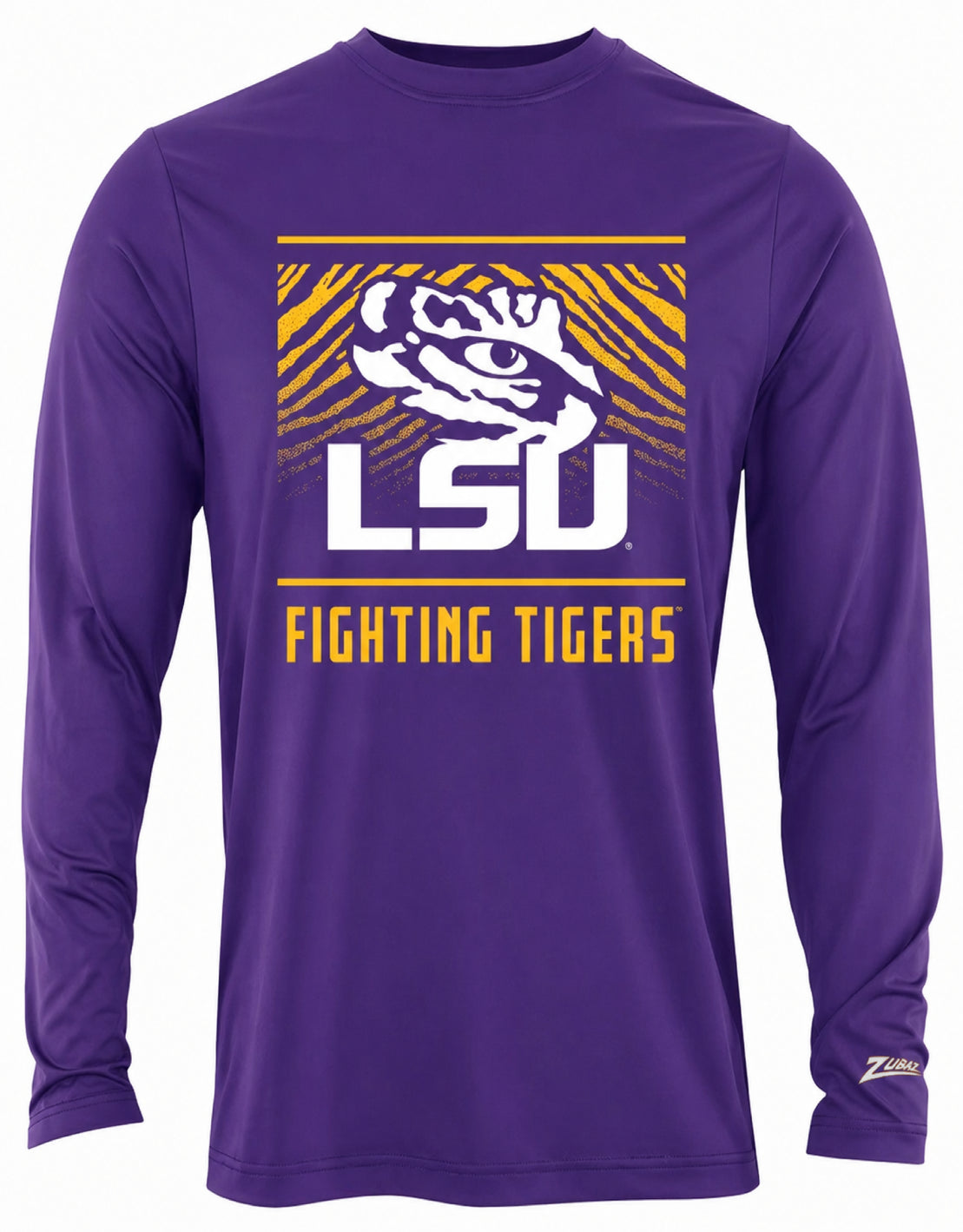 Zubaz NCAA Men's Team Color Tunnel Long Sleeve T-Shirt, LSU Tigers