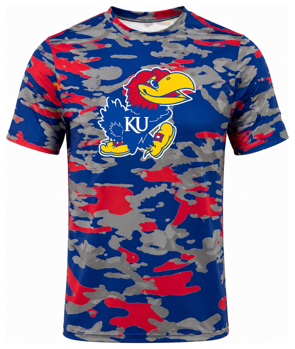 Zubaz NCAA Men's Alternate Camo Color Short Sleeve T-Shirt, Kansas Jayhawks