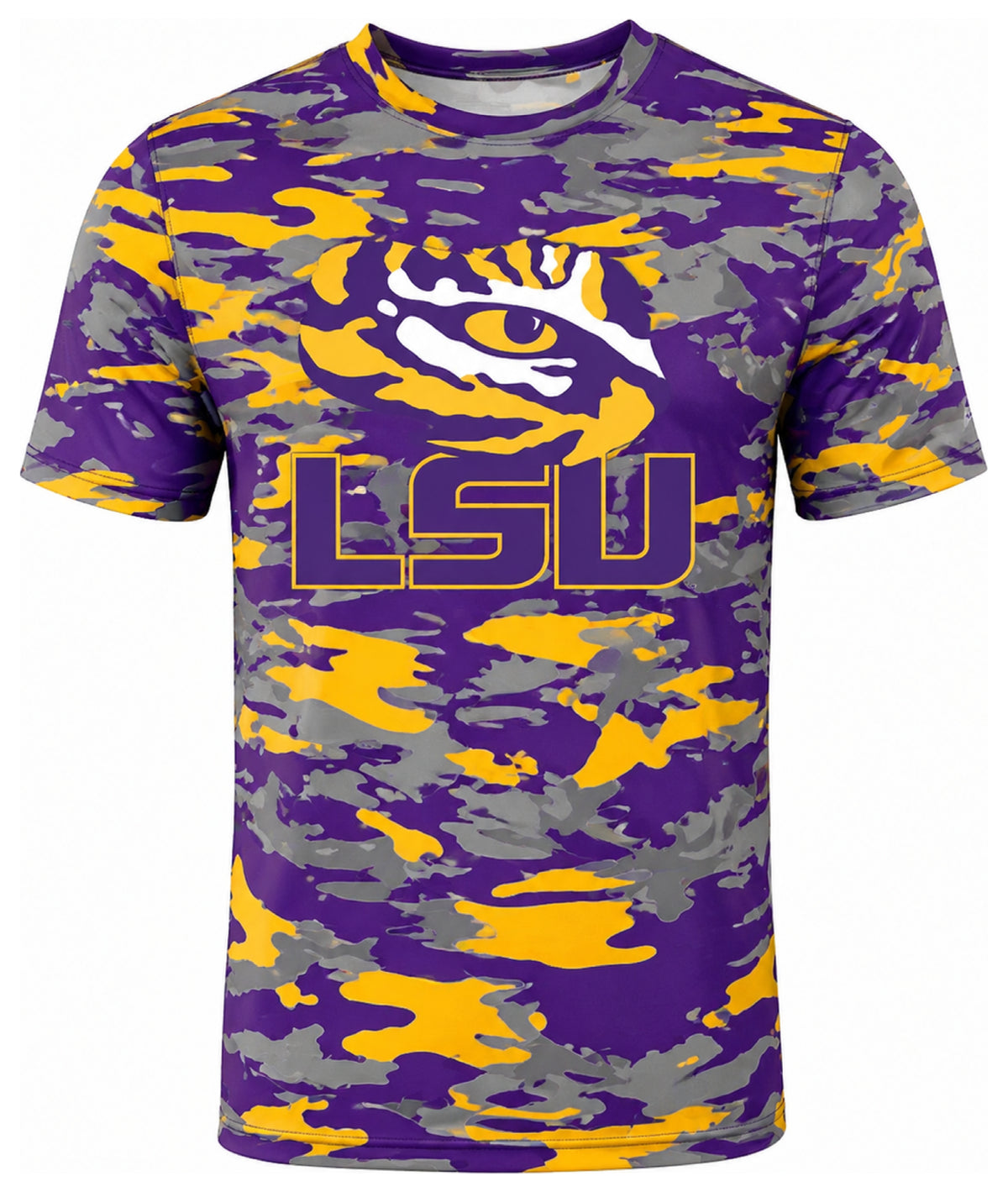 Zubaz NCAA Men's Alternate Camo Color Short Sleeve T-Shirt, LSU Tigers