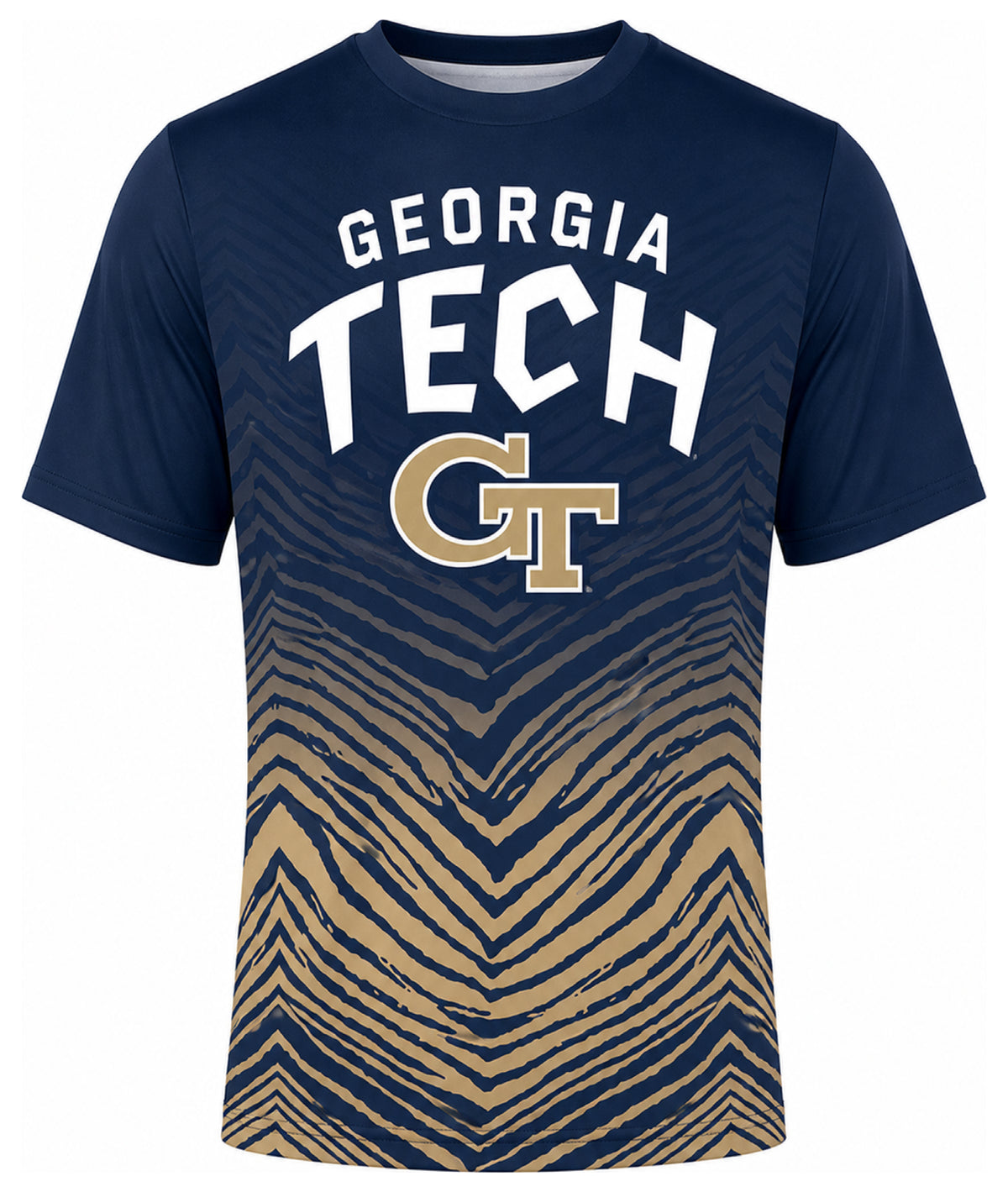 Zubaz NCAA Men's Zebra Fade Wild Card TMC Short Sleeve T-Shirt, Georgia Tech Yellow Jackets