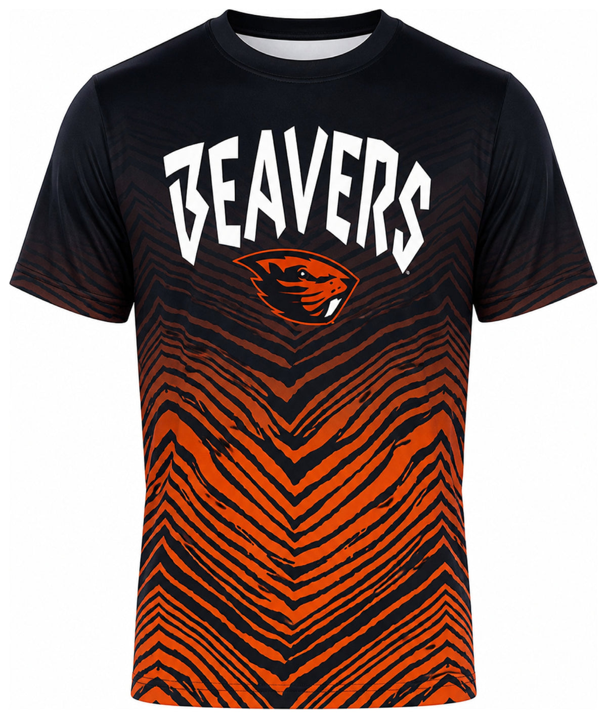 Zubaz NCAA Men's Zebra Fade Wild Card TMC Short Sleeve T-Shirt, Oregon State Beavers
