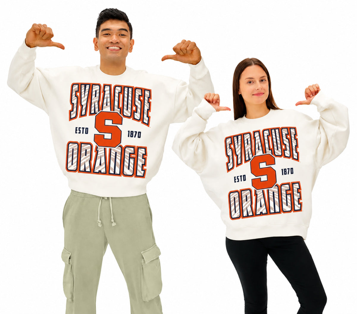 Zubaz NCAA Syracuse Orange Unisex 2 Color Zebra 90s Vintage Helmet Crewneck Sweatshirt