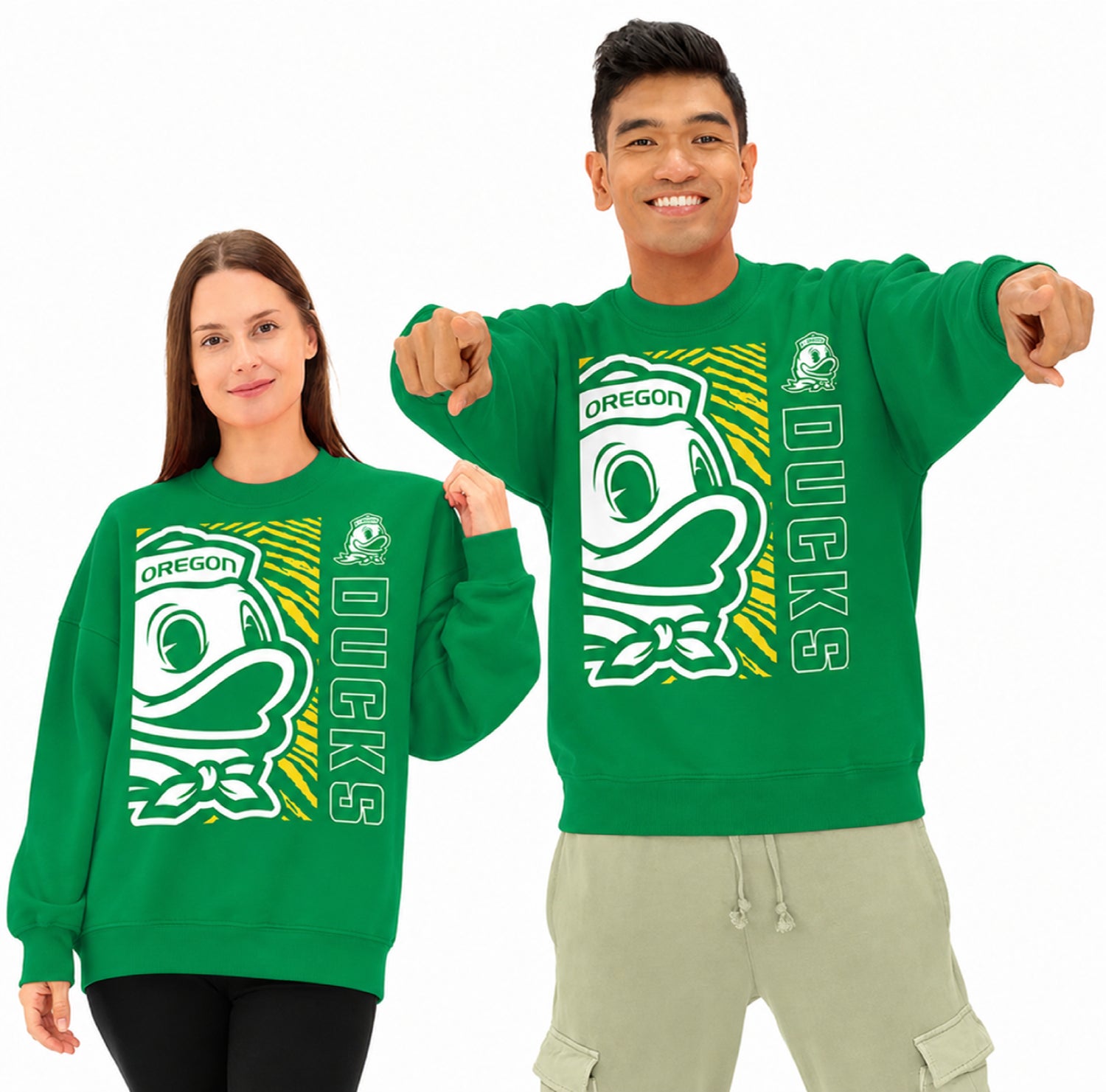 Zubaz NCAA Oregon Ducks Unisex 2 Color Zebra 90s Vintage MVP Crewneck Sweatshirt