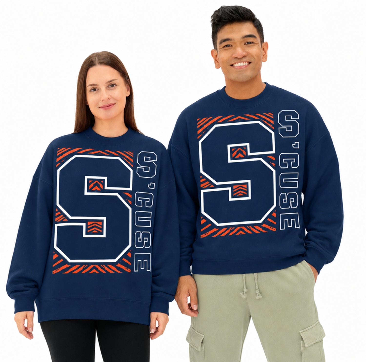 Zubaz NCAA Syracuse Orange Unisex 2 Color Zebra 90s Vintage MVP Crewneck Sweatshirt