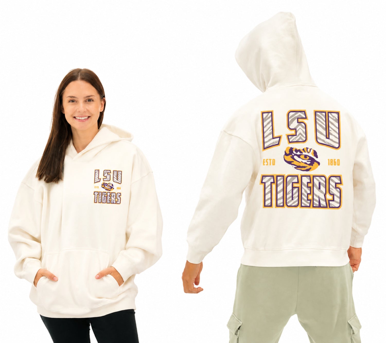 Zubaz NCAA LSU Tigers Unisex 2 Color Zebra 90s Vintage Helmet Hoodie