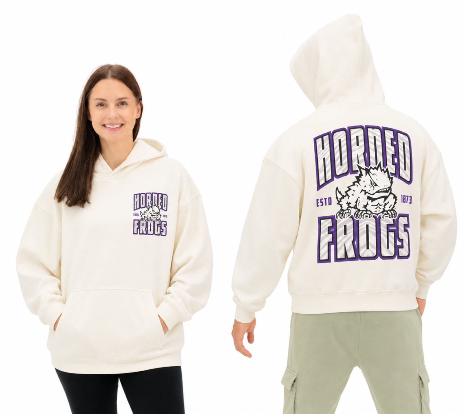 Zubaz NCAA TCU Horned Frogs Unisex 2 Color Zebra 90s Vintage Helmet Hoodie