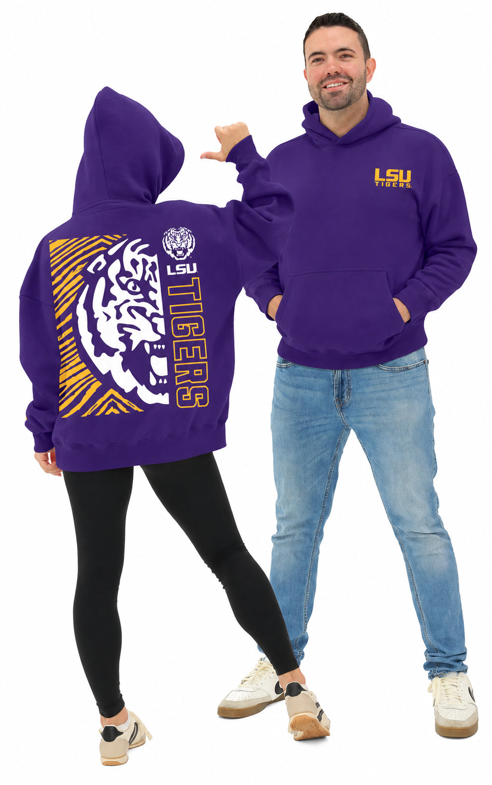 Zubaz NCAA LSU Tigers Unisex 2 Color Zebra 90s Vintage MVP Hoodie
