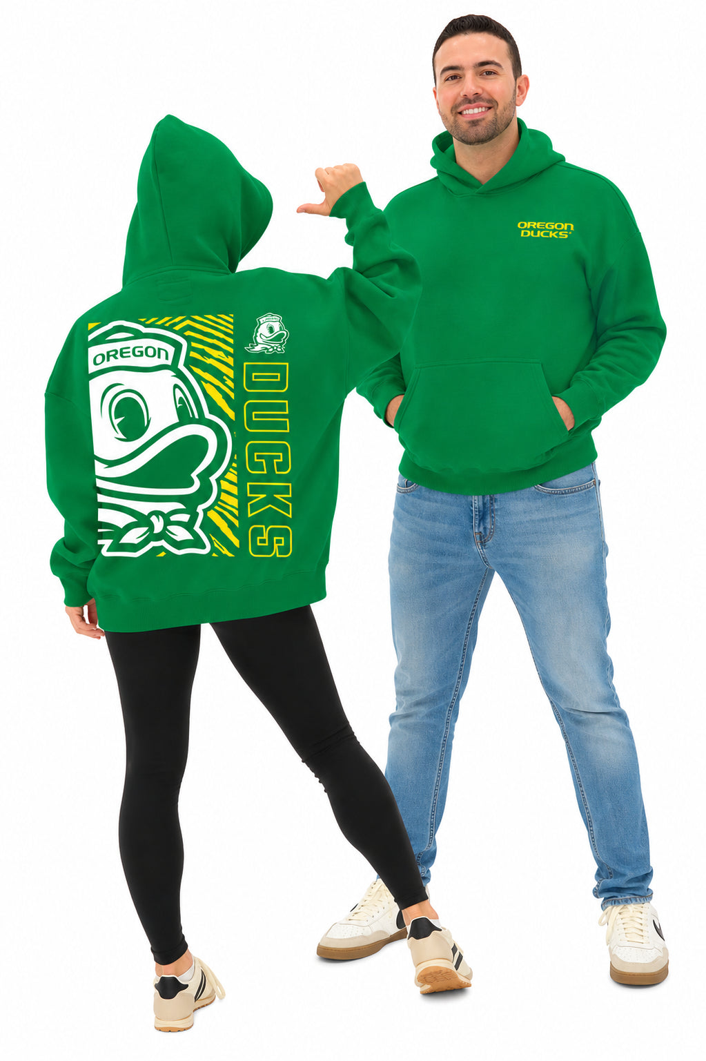Zubaz NCAA Oregon Ducks Unisex 2 Color Zebra 90s Vintage MVP Hoodie