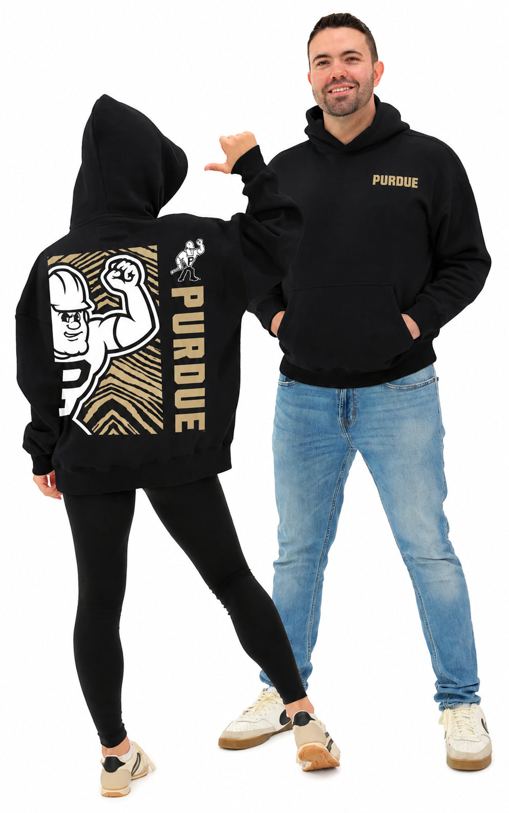 Zubaz NCAA Purdue Boilermakers Unisex 2 Color Zebra 90s Vintage MVP Hoodie