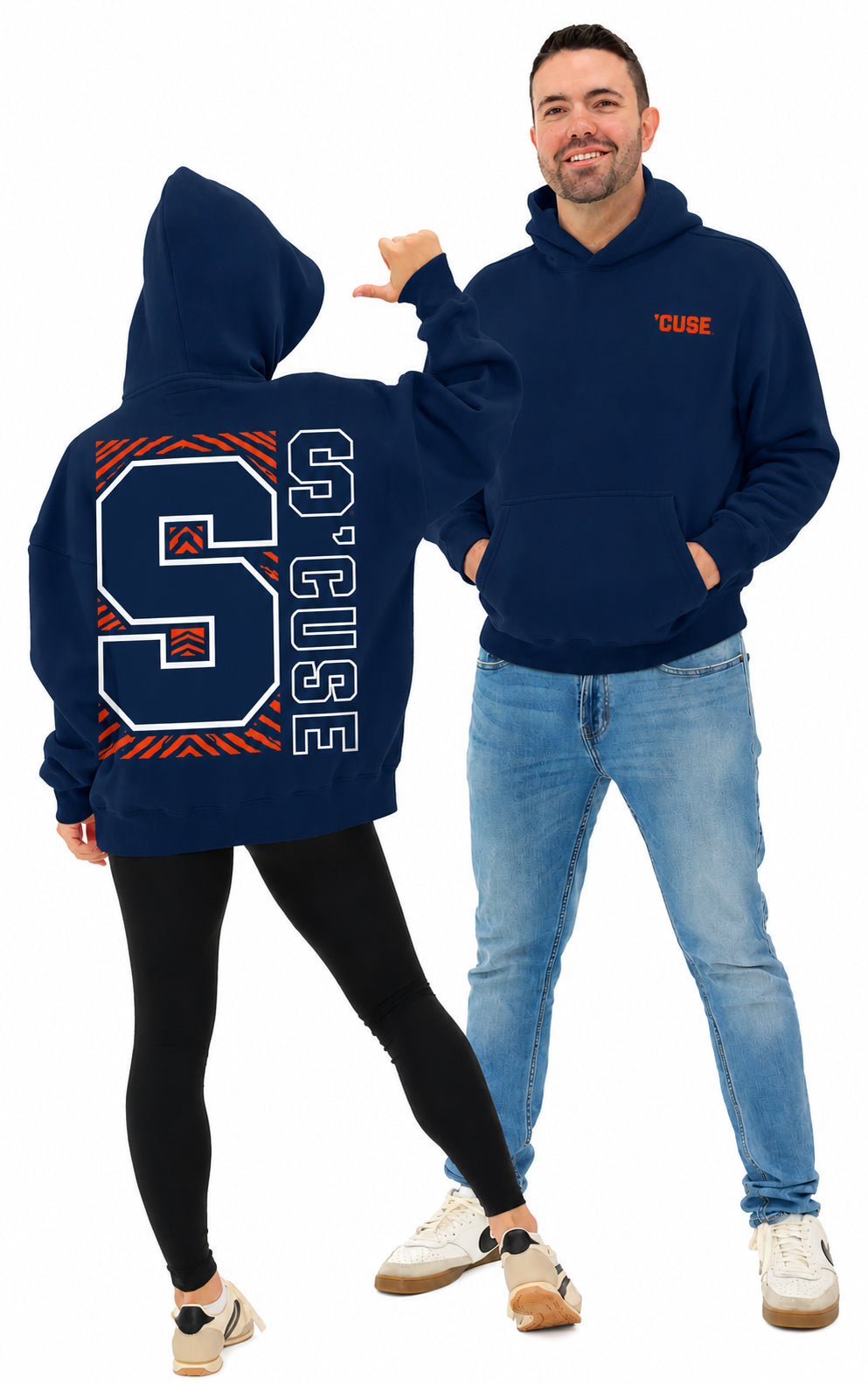 Zubaz NCAA Syracuse Orange Unisex 2 Color Zebra 90s Vintage MVP Hoodie