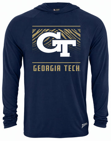 Zubaz NCAA Georgia Tech Yellow Jackets Men's Team Color Tunnel Lightweight Hoodie