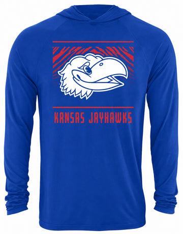 Zubaz NCAA Kansas Jayhawks Men's Team Color Tunnel Lightweight Hoodie