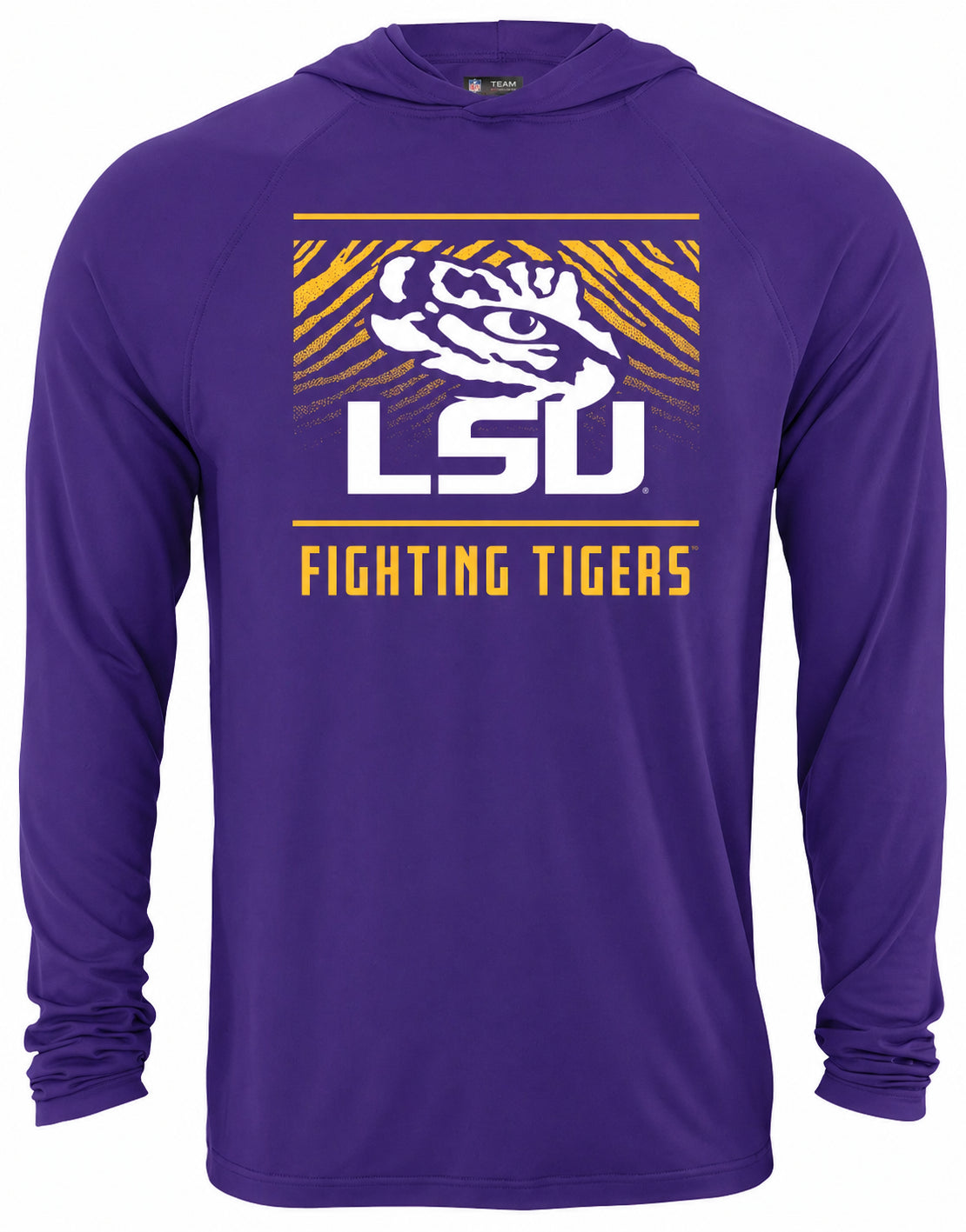 Zubaz NCAA Men's Team Color Tunnel Lightweight Hoodie, LSU Tigers