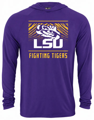 Zubaz NCAA LSU Tigers Men's Team Color Tunnel Lightweight Hoodie