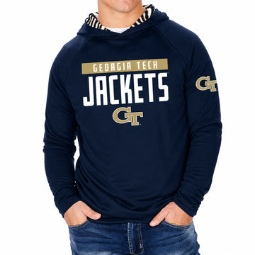 Zubaz NCAA Georgia Tech Yellow Jackets Men's Team 3 Color Zebra-Lined Lightweight Hoodie