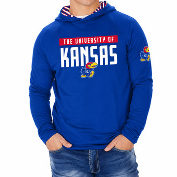 Zubaz NCAA Kansas Jayhawks Men's Team 3 Color Zebra-Lined Lightweight Hoodie