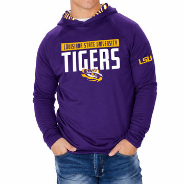 Zubaz NCAA LSU Tigers Men's Team 3 Color Zebra-Lined Lightweight Hoodie