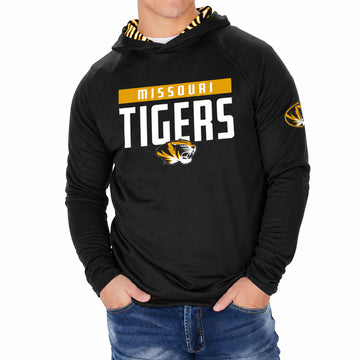 Zubaz NCAA Missouri Tigers Men's Team 3 Color Zebra-Lined Lightweight Hoodie