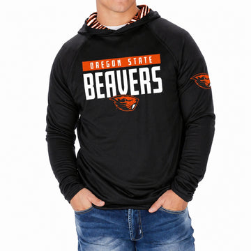 Zubaz NCAA Oregon State Beavers Men's Team 3 Color Zebra-Lined Lightweight Hoodie