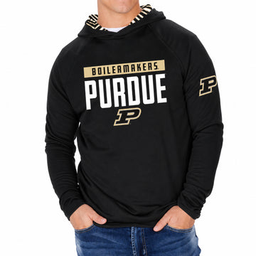 Zubaz NCAA Purdue Boilermakers Men's Team 3 Color Zebra-Lined Lightweight Hoodie