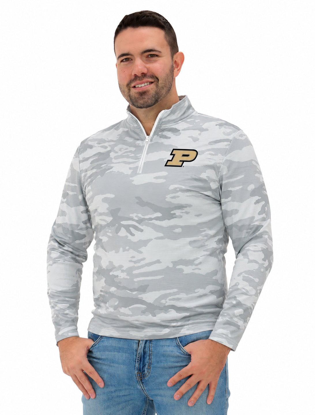 Zubaz NCAA Purdue Boilermakers Men's Tonal Camo Lines 1/4-Zip