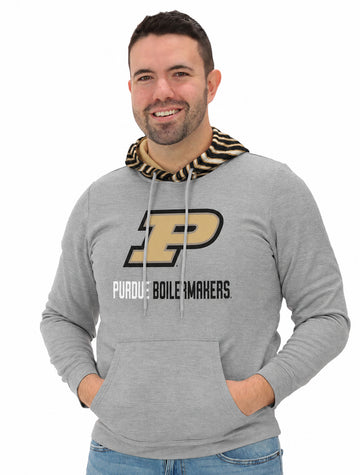Zubaz NCAA Purdue Boilermakers Men's Gray 3 Color Zebra Hood Hoodie
