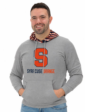 Zubaz NCAA Syracuse Orange Men's Gray 3 Color Zebra Hood Hoodie