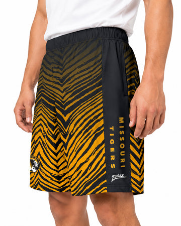 Zubaz NCAA Missouri Tigers Men's 7-Inch Fade Primary Stacked Text Shorts
