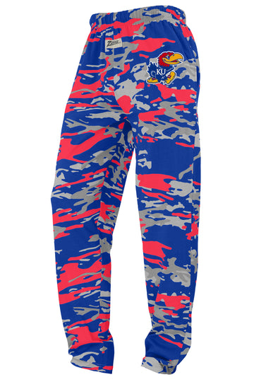 Zubaz NCAA Kansas Jayhawks Unisex Alternate Camo Z88 Embroidered Pants