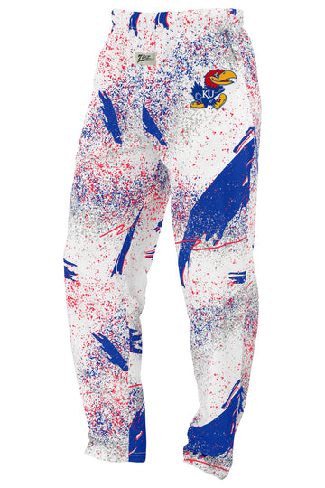 Zubaz NCAA Kansas Jayhawks Unisex Confetti 3 Color Z88 Embroidered Pants