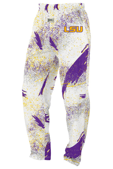 Zubaz NCAA LSU Tigers Unisex Confetti 3 Color Z88 Embroidered Pants