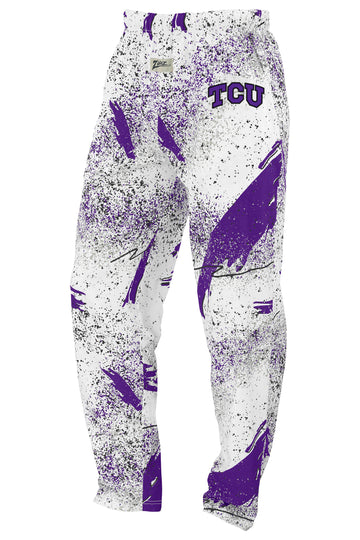 Zubaz NCAA TCU Horned Frogs Unisex Confetti 3 Color Z88 Embroidered Pants