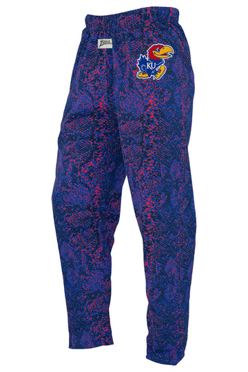 Zubaz NCAA Kansas Jayhawks Unisex Post Pattern Z88 Embroidered Pants