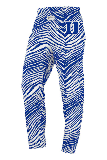 Zubaz NCAA Duke Blue Devils Unisex 3 Color Zebra Z88 Embroidered Pants