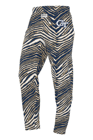 Zubaz NCAA Georgia Tech Yellow Jackets Unisex 3 Color Zebra Z88 Embroidered Pants