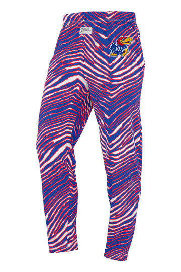 Zubaz NCAA Kansas Jayhawks Unisex 3 Color Zebra Z88 Embroidered Pants